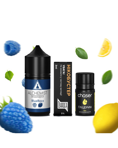 НАБІР ДЛЯ САМОЗАМІСУ ALCHEMIST 30 МЛ 50 МГ BLUERAZZ ЗІ СМАКОМ БЛАКИТНОЇ МАЛИНИ