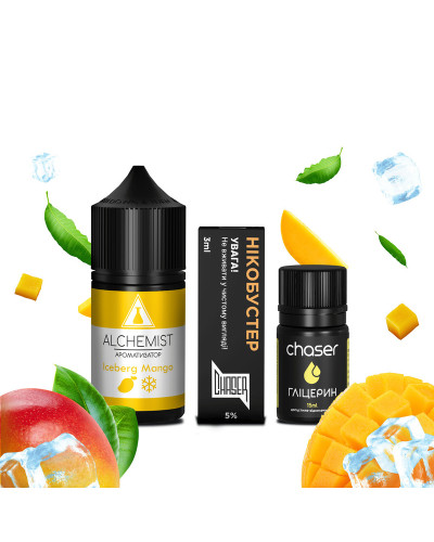 НАБОР ДЛЯ САМОЗАМЕСА ALCHEMIST 30 МЛ 50 МГ ICEBERG MANGO СО ВКУСОМ ХОЛОДНОГО МАНГО