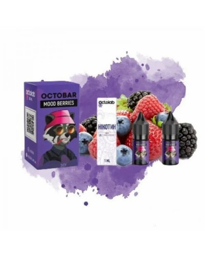 НАБОР ДЛЯ САМОЗАМЕСА OCTOBAR NFT 10 МЛ 50 МГ MOOD BERRIES СО ВКУСОМ ВИШНИ КЛУБНИКИ И ЧЕРНИКИ
