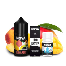 НАБІР ДЛЯ САМОЗАМІСУ NOVA 30 МЛ 50 МГ MANGO PEACH ЗІ СМАКОМ МАНГО ТА ПЕРСИКА
