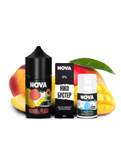 НАБІР ДЛЯ САМОЗАМІСУ NOVA 30 МЛ 50 МГ MANGO PEACH ЗІ СМАКОМ МАНГО ТА ПЕРСИКА