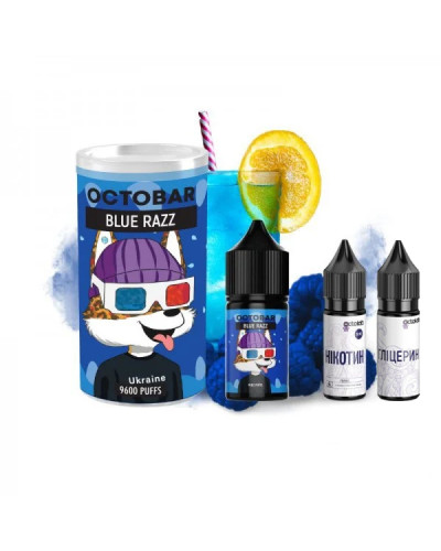 НАБОР ДЛЯ САМОЗАМЕСА OCTOBAR NFT 30 МЛ 50 МГ BLUE RAZZ СО ВКУСОМ ГОЛУБОЙ МАЛИНЫ