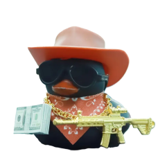 Cool Duck Черный утенок ковбой в шляпе с винтовкой