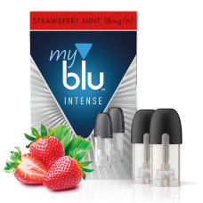 Картриджи My Blu Strawberry Mint (Клубника Мята) 18 мг (2019 год изготовления)