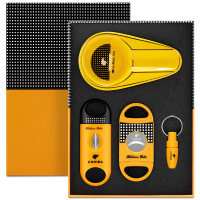 Набор Cohiba желтый 4 в 1 (пепельница, дырокол, 2 гильотины)