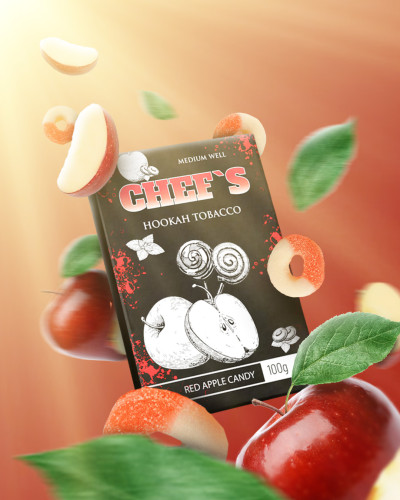 ТАБАК ДЛЯ КАЛЬЯНА CHEFS 100 ГР RED APPLE CANDY (ЯБЛОЧНАЯ КОНФЕТА)
