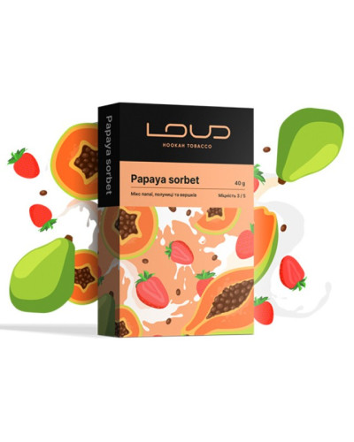 Табак для кальяна LOUD Medium 40 гр Papaya sorbet (Папайя клубника сливки)