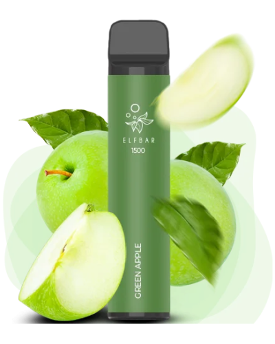 Одноразка ELF BAR 1500 "Green Apple" со вкусом зеленое яблоко