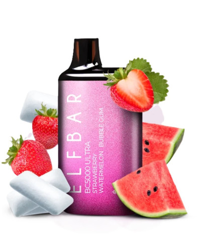 Одноразка ELF BAR BC 5000 Ultra "Strawberry watermelon bubble gum" зі смаком полуниця кавун жуйка