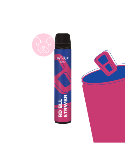 WOUF 1500 ЗАТЯЖЕК №7 RED BULL STRAWBERRY СО ВКУСОМ ЭНЕРГЕТИК С КЛУБНИКОЙ