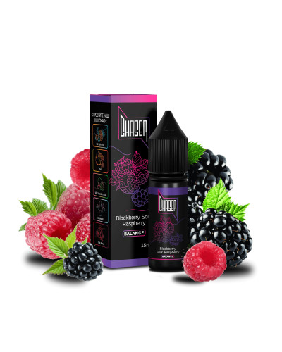 ЖИДКОСТЬ CHASER BLACK BALANCE 15 МЛ 50 МГ "BLACKBERRY SOUR PASPBERRY" СО ВКУСОМ ЕЖИВИКИ И КИСЛОЙ МАЛИНЫ