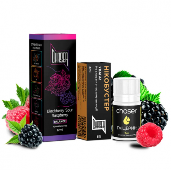 Набор для самозамеса CHASER BLACK 30 МЛ "BLACKBERRY SOUR RASPBERRY" со вкусом ежевики и кислой малины