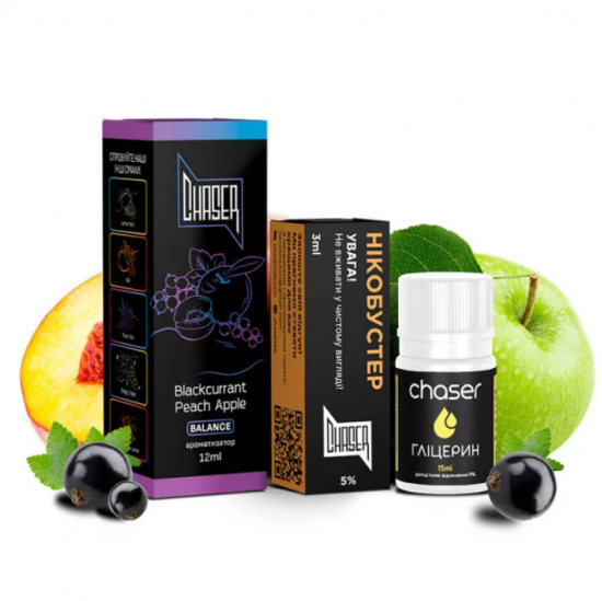 Набор для самозамеса CHASER BLACK 30 МЛ "Blackcurrant Peach Apple" со вкусом смородина персик яблоко 