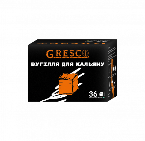 Уголь ореховый GRESCO 0.5 КГ (36 кубика упаковка) 25 мм