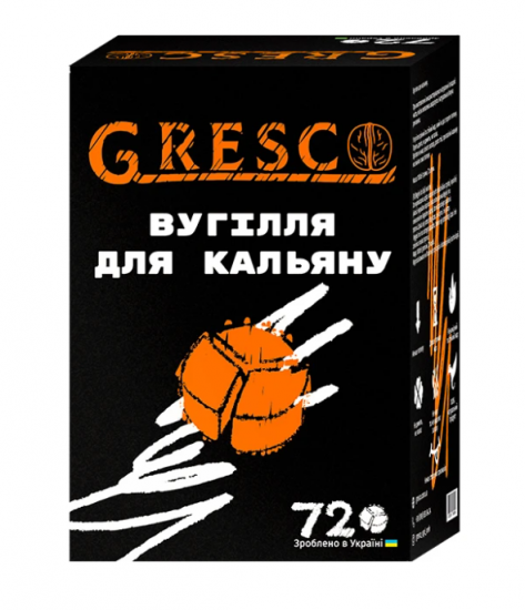 Уголь ореховый GRESCO 1 КГ (72 кубика упаковка) под калауд