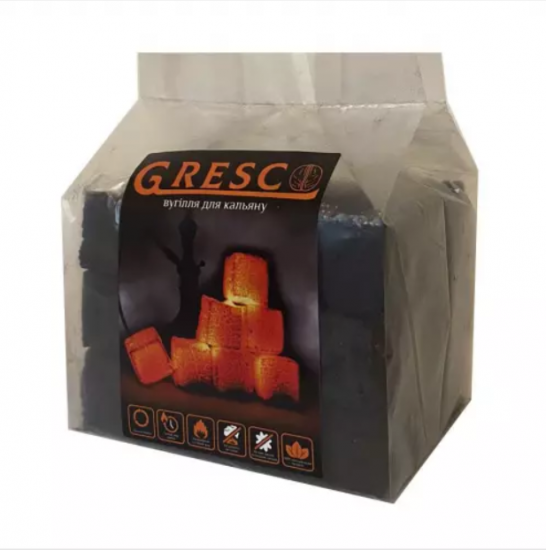 Уголь ореховый GRESCO 0.5 КГ (36 кубика пакет) 25 мм