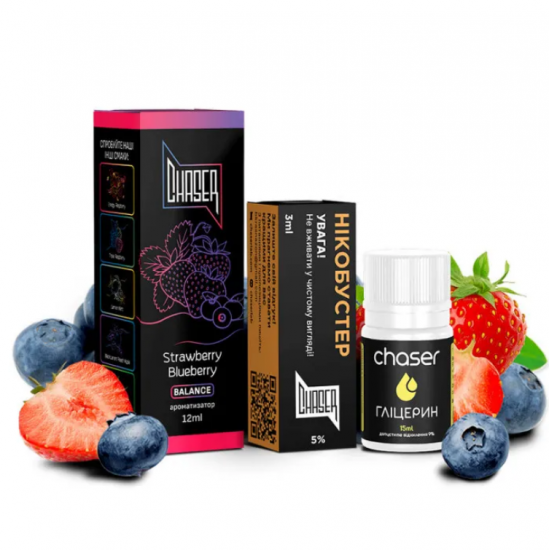 Набор для самозамеса CHASER BLACK 30 МЛ "STRAWBERRY BLUEBERRY" со вкусом клубники и черники