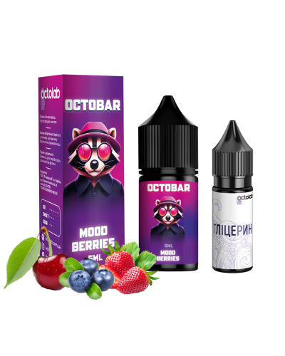 НАБІР ДЛЯ САМОЗАМІСУ OCTOBAR NFT 10 МЛ 50 МГ MOOD BERRIES ЗІ СМАКОМ ВИШНІ ПОЛУНИЦІ ТА ЧОРНИЦІ