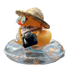 Cool Duck Желтый утенок в шляпе с камерой и кругом для плавания
