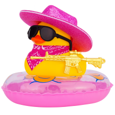 Cool Duck Желтый утенок в шляпе с розовым кругом для плавания