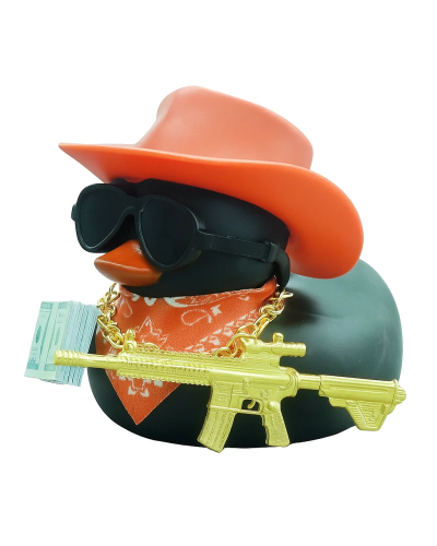 Cool Duck Черный утенок ковбой в шляпе с винтовкой