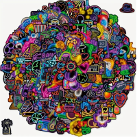 Набор стикеров "Bright Neon" 200 шт