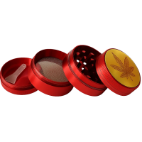 Гріндер металевий "Cannabis" (червоний)