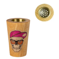 Ковпак дерев'яний із латунною вставкою "череп в кепці"