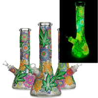 Бонг стеклянный 3-D Glowing flowers 32 см