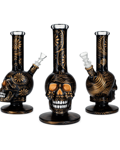 Бонг скляний Black Gold Skull 27 см