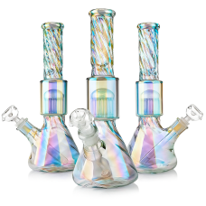 Бонг стеклянный Holographic Rainbow Perc 35 см