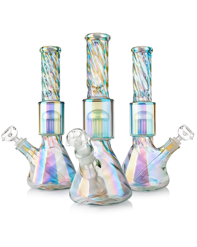 Бонг стеклянный Holographic Rainbow Perc 35 см