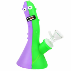 Бонг силіконовий "Pickle Rick"" фіолетово-зелений