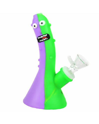 Бонг силиконовый "Pickle Rick"" фиолетово-зелёний