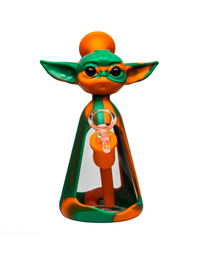 Бонг cиликон/стекло "Baby Yoda" (18 см)