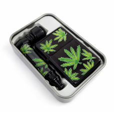Набор для курения "Black Cannabis" 3 в 1 (трубка + зажигалка + сетки)