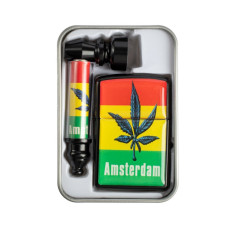 Набор для курения "Weed" Amsterdam 3 в 1 (трубка + зажигалка + сетки)
