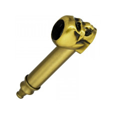 Трубка курительная металлическая "Череп" латунь