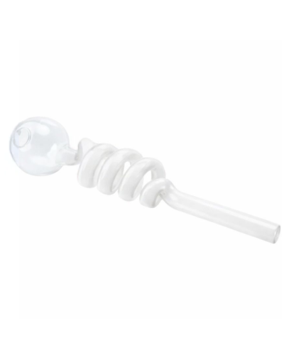 Трубка стеклянная "Oil Burner Spiral" (14 см) Белая