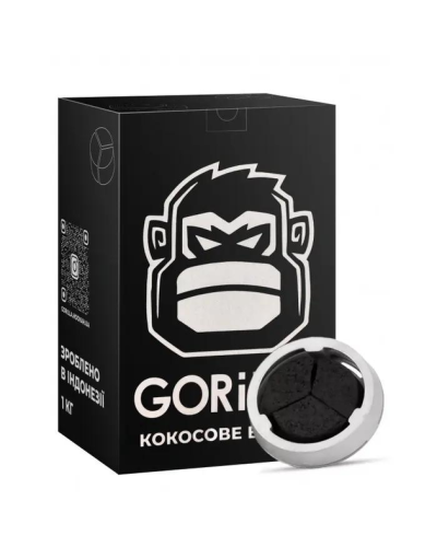 Уголь кокосовый Gorilla под калауд 1 кг (25х25 мм)