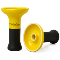 Чаша для кальяну 2x2 Medium Yellow Graphite (жовта з чорним глянцева) 