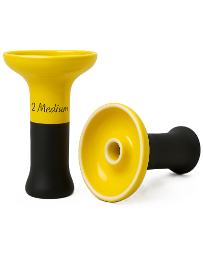 Чаша для кальяну 2x2 Medium Yellow Graphite (жовта з чорним глянцева)