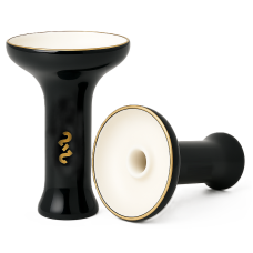 Чаша для кальяну 2x2 Medium Black Glass White (чорна з білим глянцева)