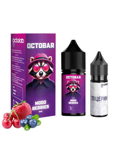 НАБІР ДЛЯ САМОЗАМІСУ OCTOBAR NFT 30 МЛ 50 МГ MOOD BERRIES ЗІ СМАКОМ ВИШНІ ПОЛУНИЦІ ТА ЧОРНИЦІ