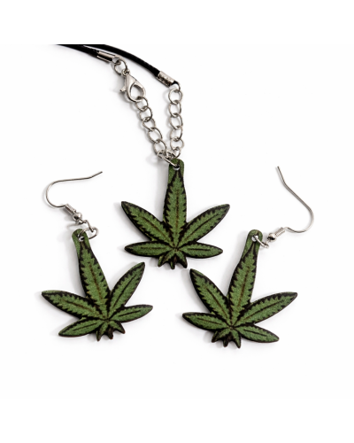 Набор підвіска та сережки "Cannabis"