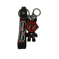 Брелок для ключей Explore Future "Astronaut" в черно-красном костюме с оранжевым отражением в шлеме