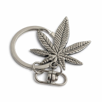 Брелок для ключів металевий «Cannabis Leaf Silver»