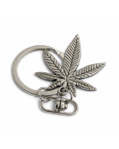 Брелок для ключів металевий «Cannabis Leaf Silver»