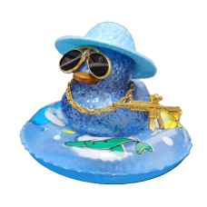 Cool Duck Синє каченя в капелюсі з гвинтівкою та кругом для плавання (Діско-стайл)