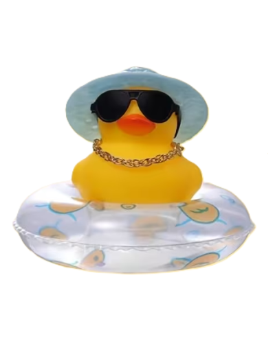Cool Duck Жовте каченя в білому капелюсі з кругом для плавання Cool Duck Жовте каченя в білому капелюсі з кругом для плавання